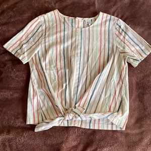 Madewell rainbow stripe button back top